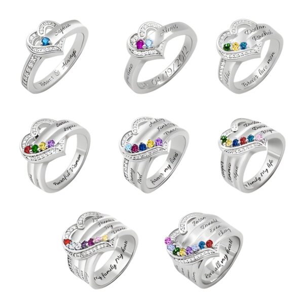 Personalized heart birthstone ring for cherished memories