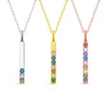 Birthstones bar necklace for family love and connection