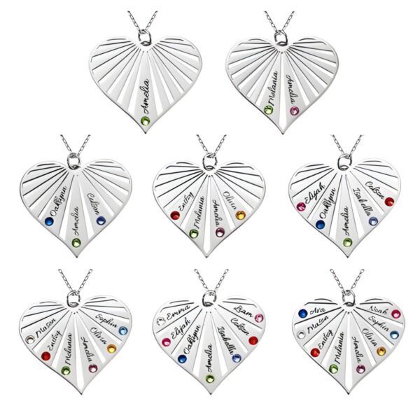 Heart-Split Birthstones Family Necklace for cherished connections