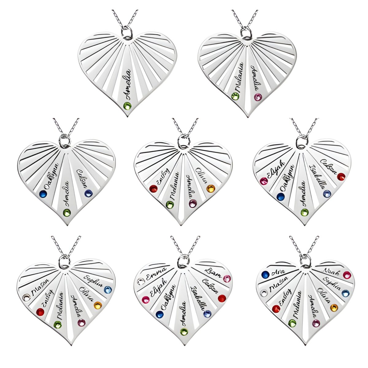 Heart-Split Birthstones Family Necklace for cherished connections