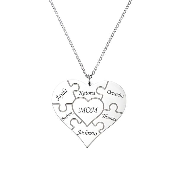 Personalized family puzzle necklace celebrating love