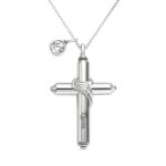 Engraved silver cross keepsake urn necklace for remembrance