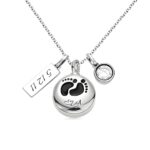 Engraved baby footprint necklace for remembrance