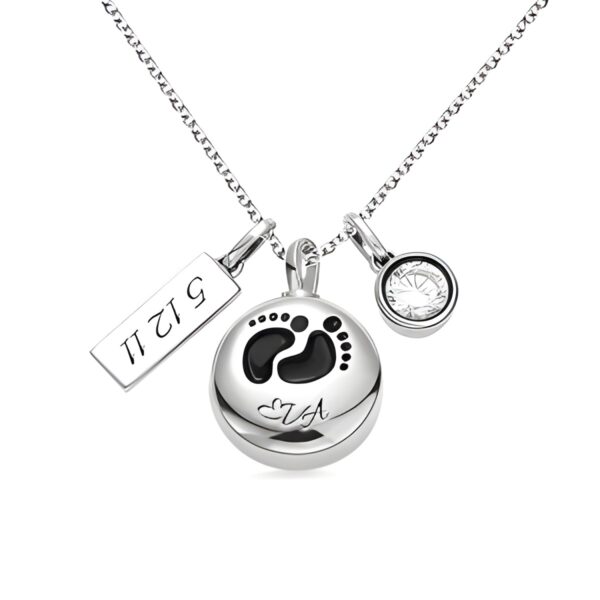Engraved baby footprint necklace for remembrance