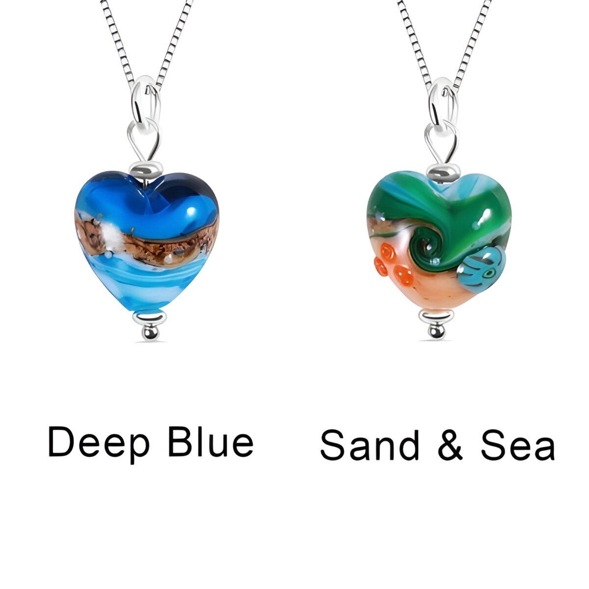 Heart pendant necklace for her inspired by ocean whispers