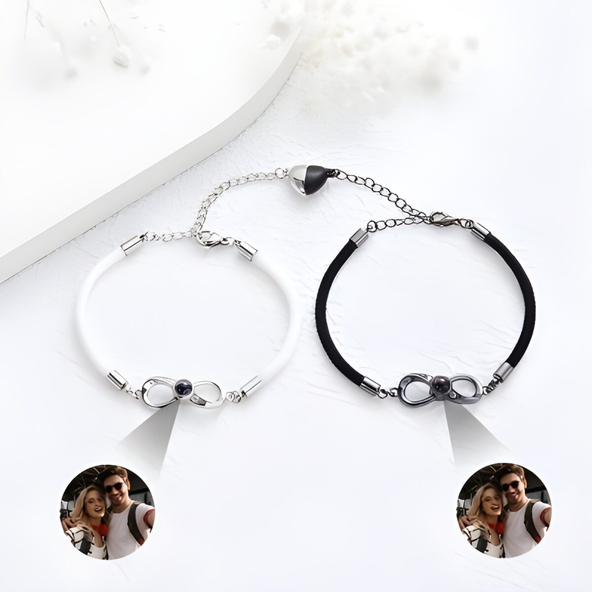 Custom photo projection bracelets for couples