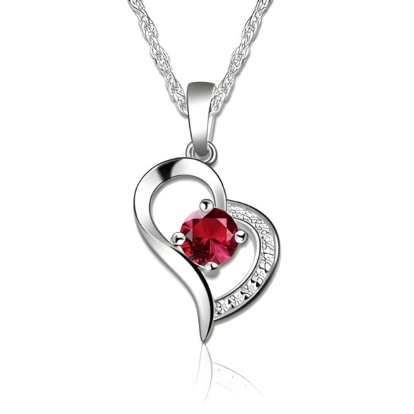 Sterling Silver Birthstone Heart Necklace for her