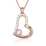 Birthstone heart necklace for mom's love
