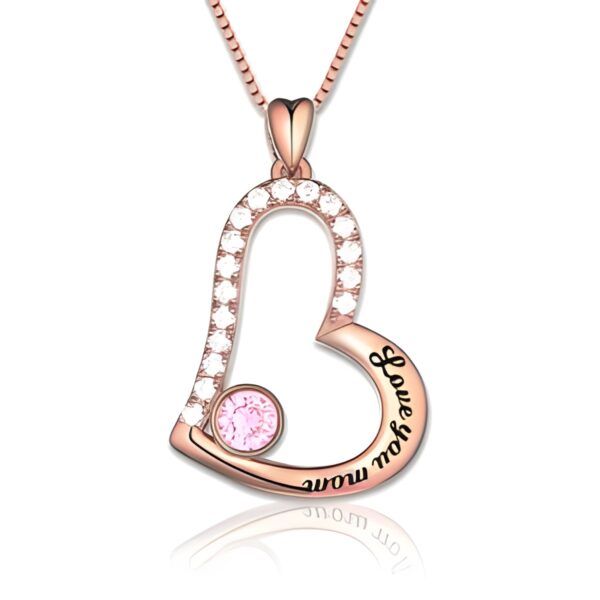 Birthstone heart necklace for mom's love