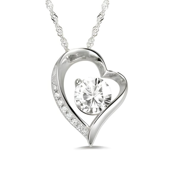 Personalized heart necklace with birthstone for her