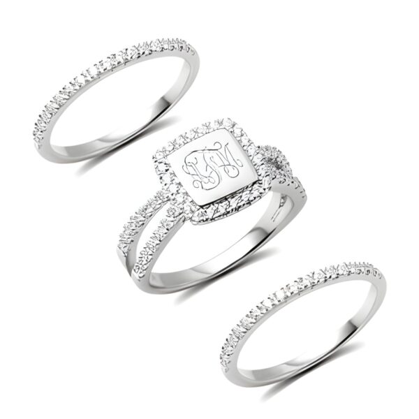 Stackable monogram ring set for personalized style
