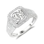 Personalized monogram ring with sparkling cubic zirconia
