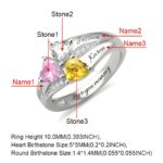 Embrace Eternal Bonds – Heart Birthstone Ring with Engraved Names – A Cherished Token for Loved Ones - Image 3