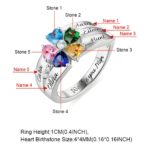 Embrace Eternal Bonds – Heart Birthstone Ring with Engraved Names – A Cherished Token for Loved Ones - Image 5
