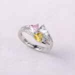 Embrace Eternal Bonds – Heart Birthstone Ring with Engraved Names – A Cherished Token for Loved Ones - Image 7