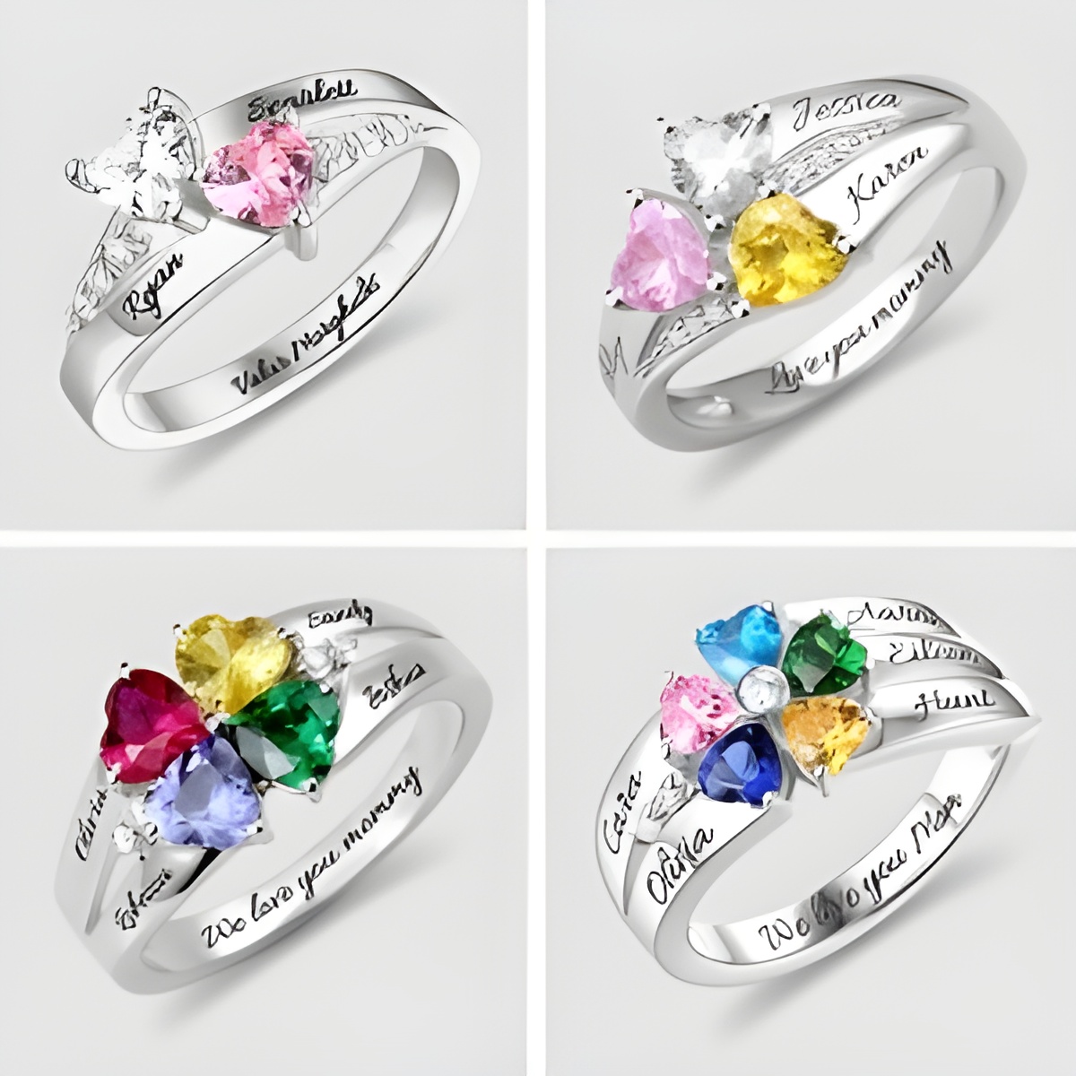 Personalized heart birthstone ring for loved ones