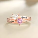 Forever United – Double Heart Birthstone Ring in Rose Gold – A Timeless Token of Love - Image 3