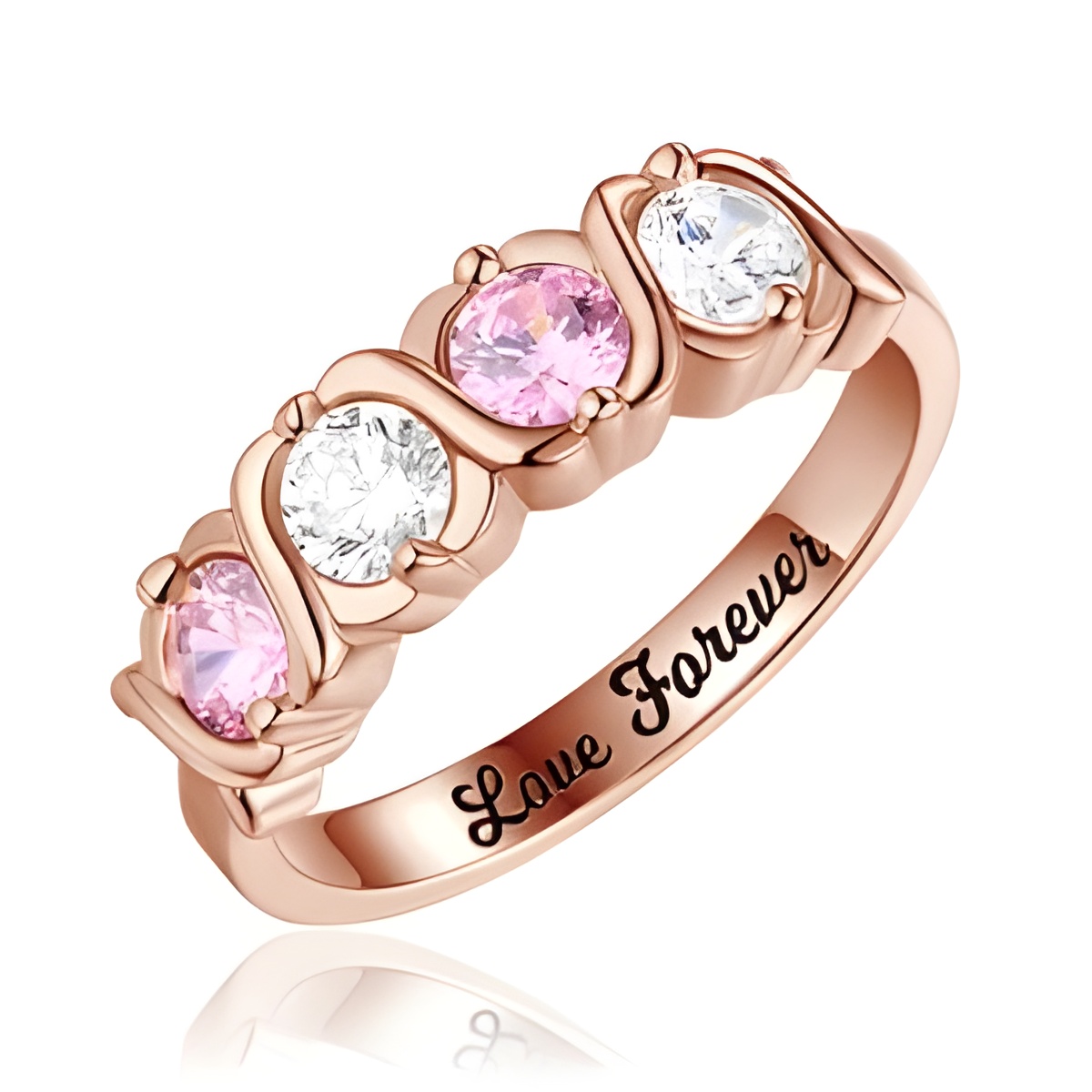 Four birthstone ring in rose gold for cherished loved ones