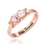 Personalized birthstone ring for mothers in rose gold