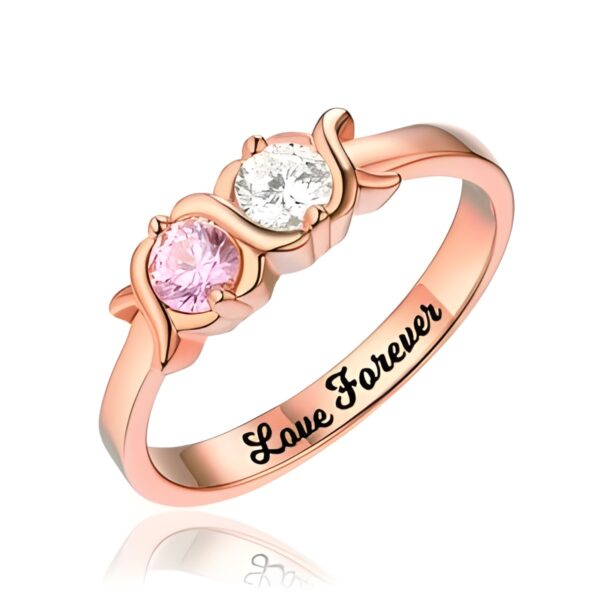 Personalized birthstone ring for mothers in rose gold