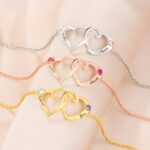 Embrace Eternal Love – Double Heart Name Bracelet with Birthstones – A Cherished Keepsake for Someone Special - Image 5