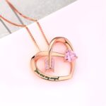 Embrace Eternal Love – Birthstone Heart Necklace with Arrow – A Cherished Token for Your Beloved - Image 2