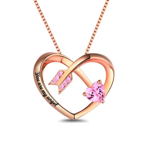 birthstone heart necklace symbolizing eternal love