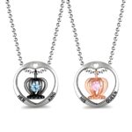 Sterling Silver Birthstone Crown Necklace for couples