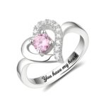 Personalized birthstone heart ring for her
