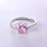 Celebrate Unconditional Love – Sterling Silver Paw Print Birthstone Ring – For Cherished Pet Lovers - Image 3