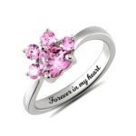 Paw print birthstone ring for pet lovers