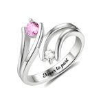 Engraved double birthstone ring symbolizing eternal love