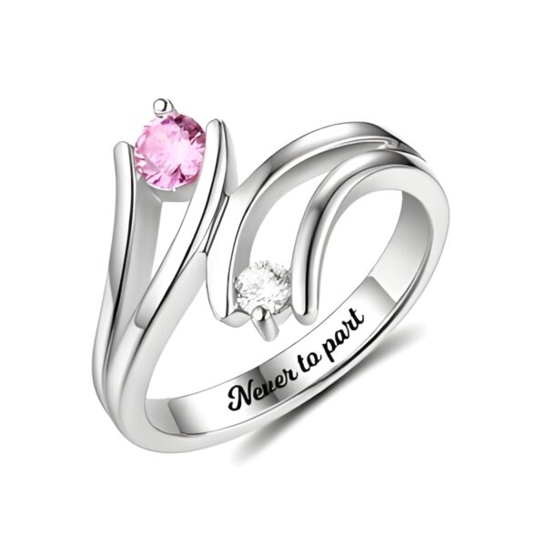 Engraved double birthstone ring symbolizing eternal love