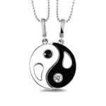 Dual birthstone Ying Yang necklace set symbolizing connection