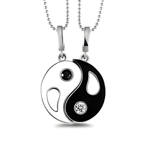 Dual birthstone Ying Yang necklace set symbolizing connection