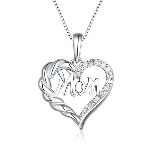 Sterling silver heart necklace for mom, a loving embrace