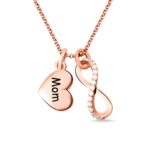Engraved infinity heart necklace symbolizing endless love