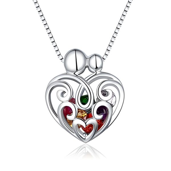 Heart Cage Necklace with Birthstones for mothers