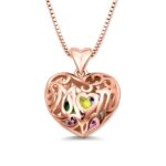 Heart Cage Birthstone Necklace for Mom