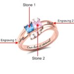 Celebrate Eternal Bonds – Two Birthstones Engraved Ring in Rose Gold – For Her, Forever Moments - Image 2