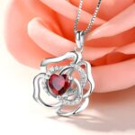 Embrace Love’s Bloom – Rose Necklace with Heart Birthstone – A Cherished Keepsake for Her - Image 2