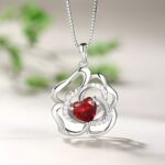 Embrace Love’s Bloom – Rose Necklace with Heart Birthstone – A Cherished Keepsake for Her - Image 3