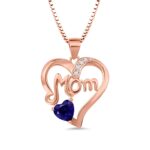 Rose gold heart necklace for mom with birthstone