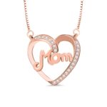 Rose gold birthstone heart necklace for mom