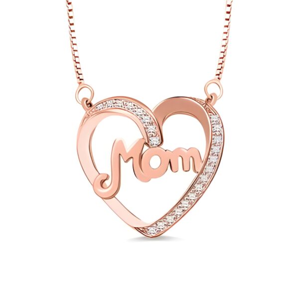 Rose gold birthstone heart necklace for mom