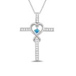 Infinity Cross Necklace with Birthstone for faith and love