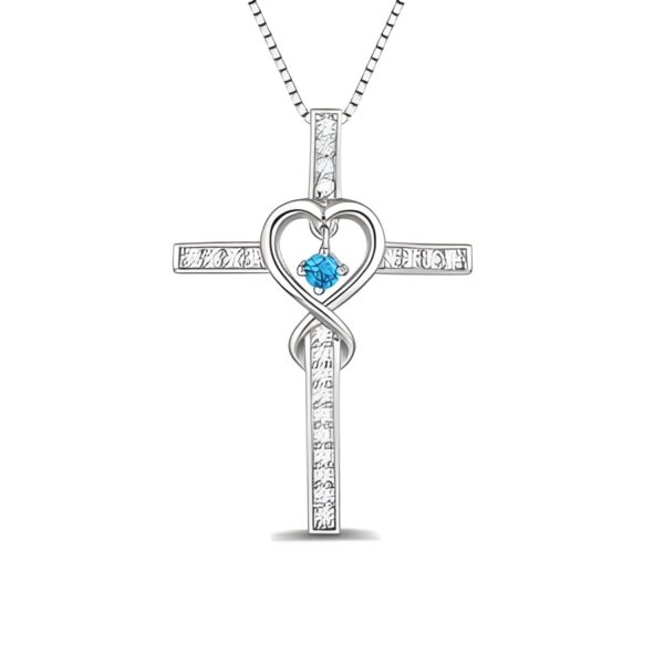 Infinity Cross Necklace with Birthstone for faith and love