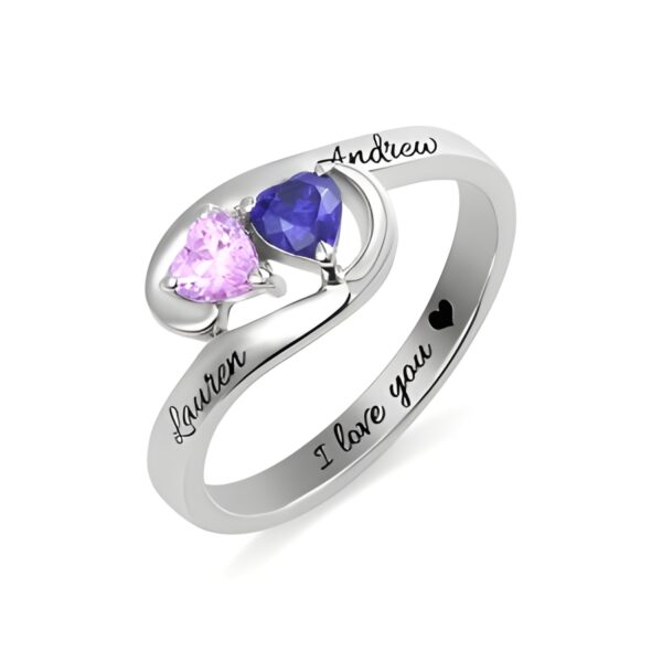Two Heart Birthstone Promise Ring for loved ones