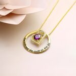 Embrace Her Strength – Open Heart Birthstone Necklace – For Moments of Courage and Hope - Image 3