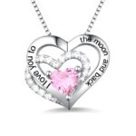 Triple heart birthstone necklace for Mother's Day gift